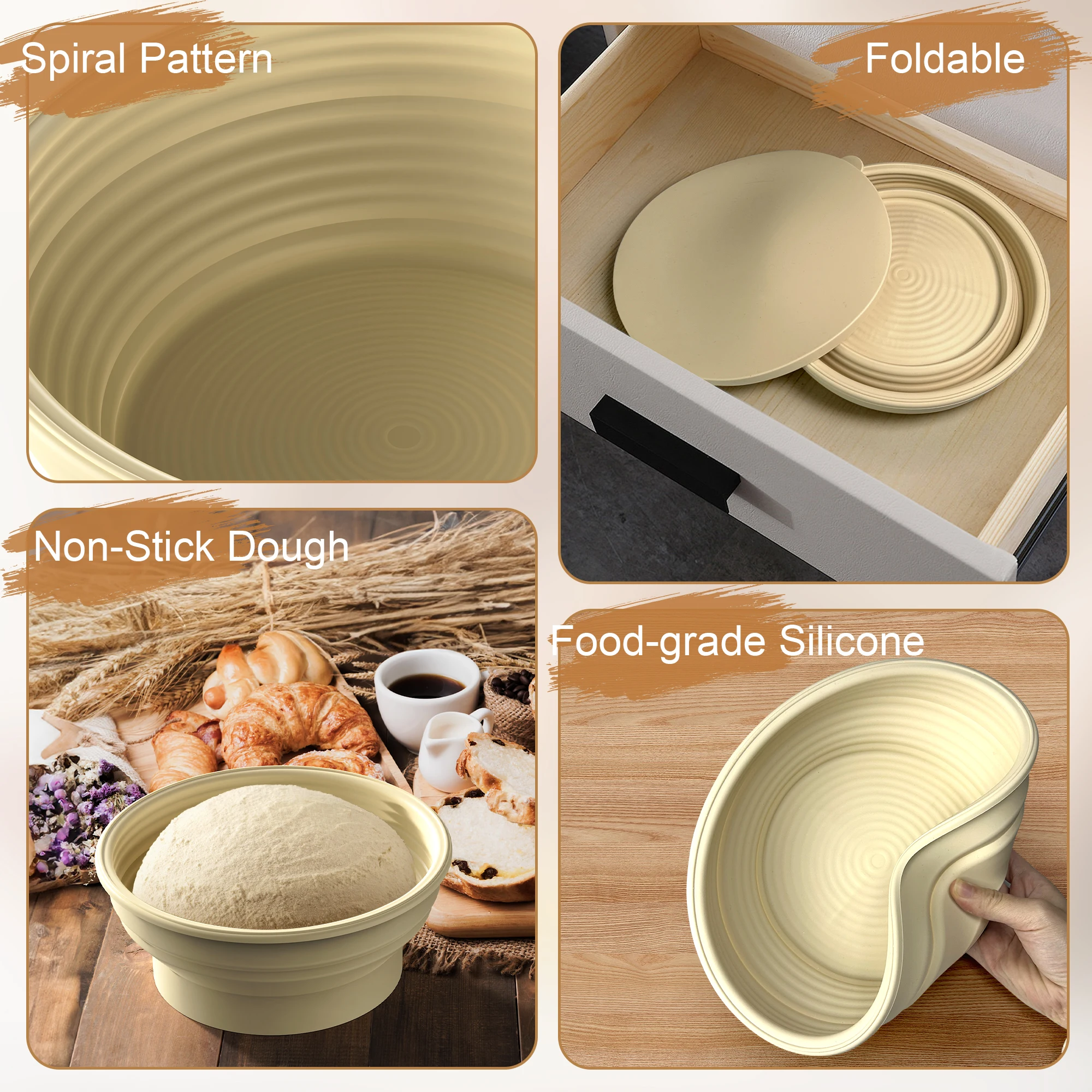 Электрическая корзина для расстойки хлеба Karinear — круглый 9-дюймовый складной набор для прикормы для хлеба, йогурта и согрева домашних животных