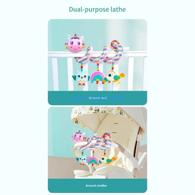 Vibrant Crib Toy With Soft Plush Textures And Gentle Rattle Sounds For Newborns Baby Bed Sensory Development And Calming C90B