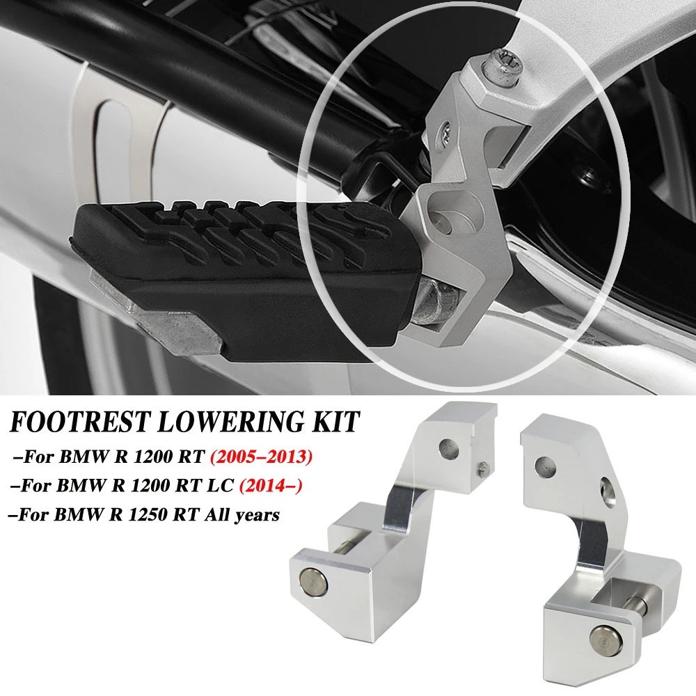 

New For BMW R1200RT 2005-2013 R1200RT LC 2014- R1250RT All years Foot Peg Rest Motorcycle Passenger Footpeg Lowering Kit