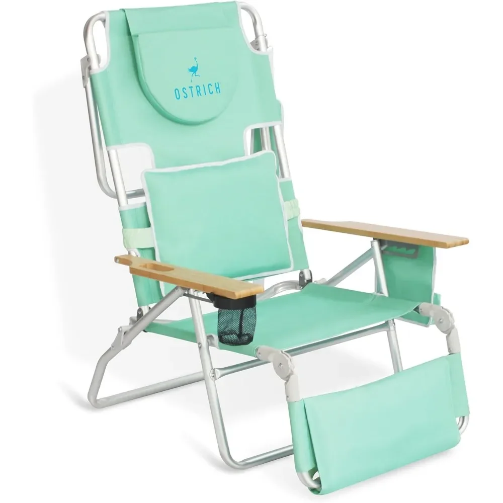 

Deluxe 3 in 1 Beach Chair with Face Opening,Reclining Lounger for Tanning - Face Hole for Reading on Stomach - Padded Footrest