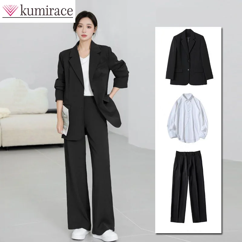 Extra Large Spring and Autumn New Temperament Business Suit Female College Student Loose Fitting Business Suit Setwinter Clothes