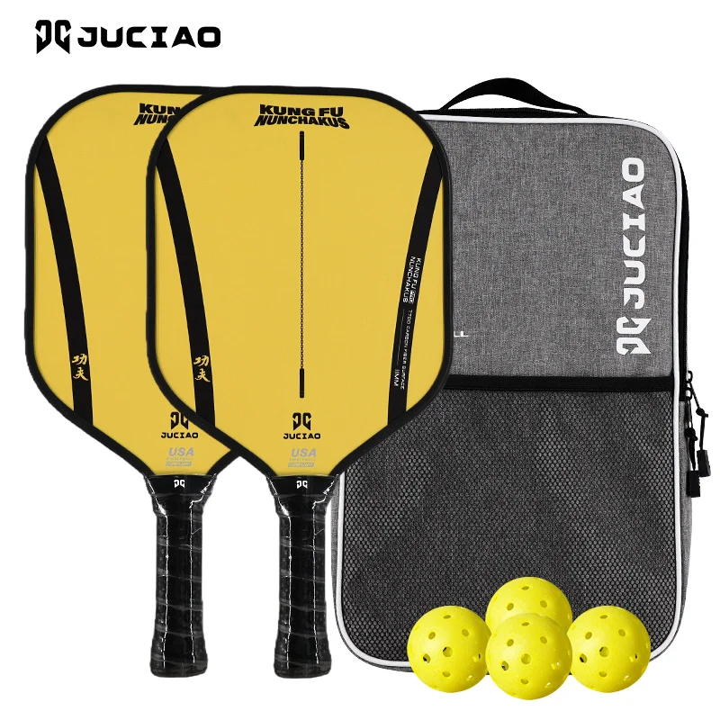 

JUCiAO Pickleball Paddles Set of 2 Carbon Fiber Surface Beginner-Friendly Racket Design – Set Includes Balls & Bag (11MM)