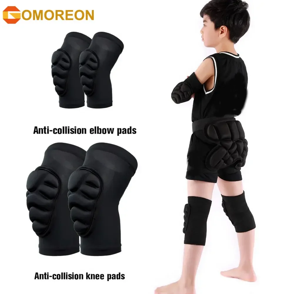 

GOMOREON 1Pair Thick Sponge Kids Knee Pads Elbow Sleeves Guard Collision Avoidance Sport Protective Kneepad Skate Soccer Cycling