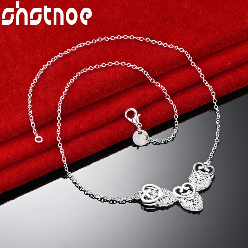 

SHSTONE 925 Sterling Silver Chain Accessories Elegant Heart Pendant Necklace For Woman Wedding Party Birthday Fashion Jewelry