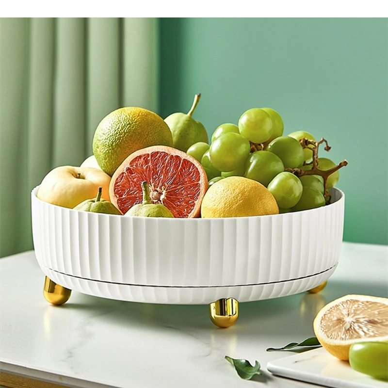 

Rotatable Fruit Plate Living Room Decoration Desktop Large-capacity Snack Candy Storage Tray Home Solid Color Plastic
