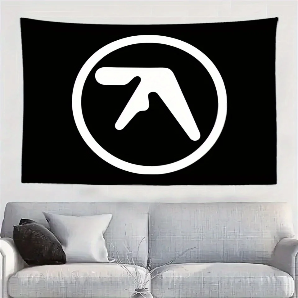 1 Stück Aphex Twin Minimalistischer Wandteppich, 2D-Polyester-Wandbehang für Schlafzimmer und Wohnzimmer, schwarz-weißes ästhetisches Dekor, einzigartiges G