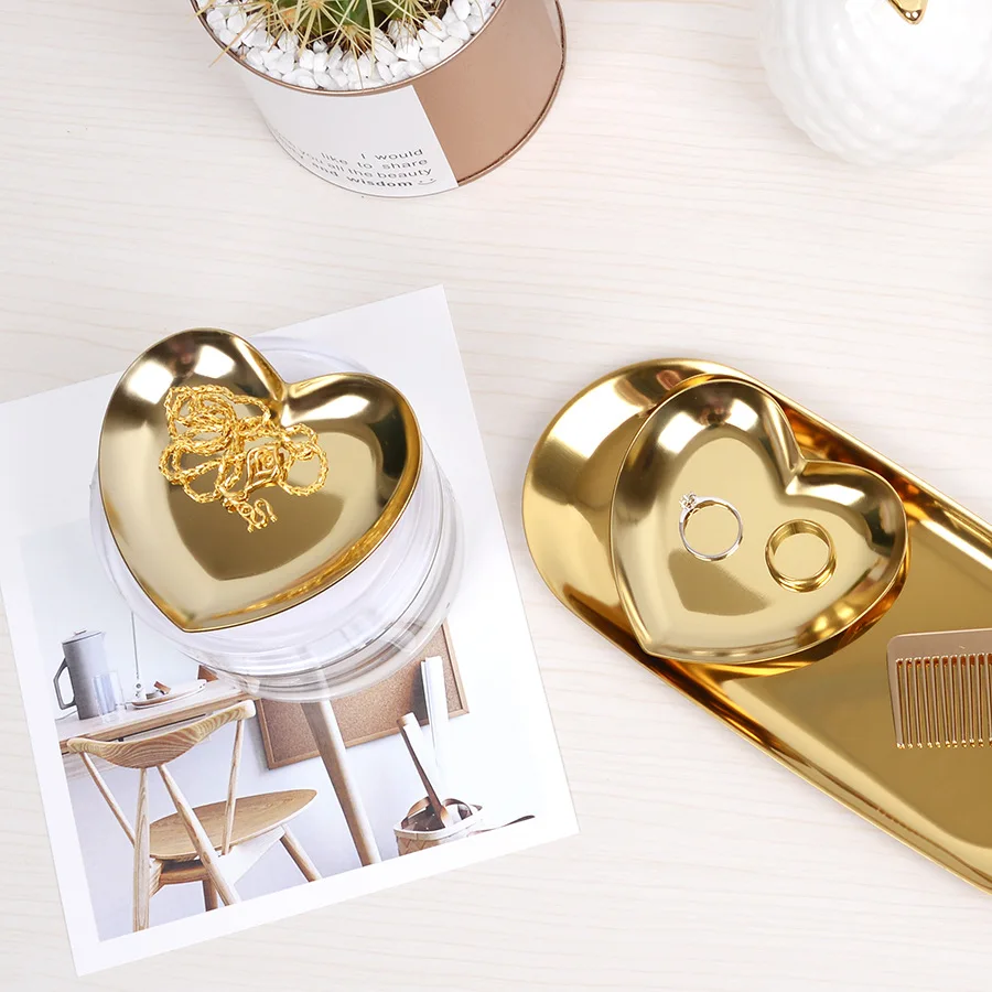 Heart-shape Jewelry Display Tray Jewelry Holder Organizer Storage Tray Ring Bracelet Necklace Storage Tray Stand For Jewelry