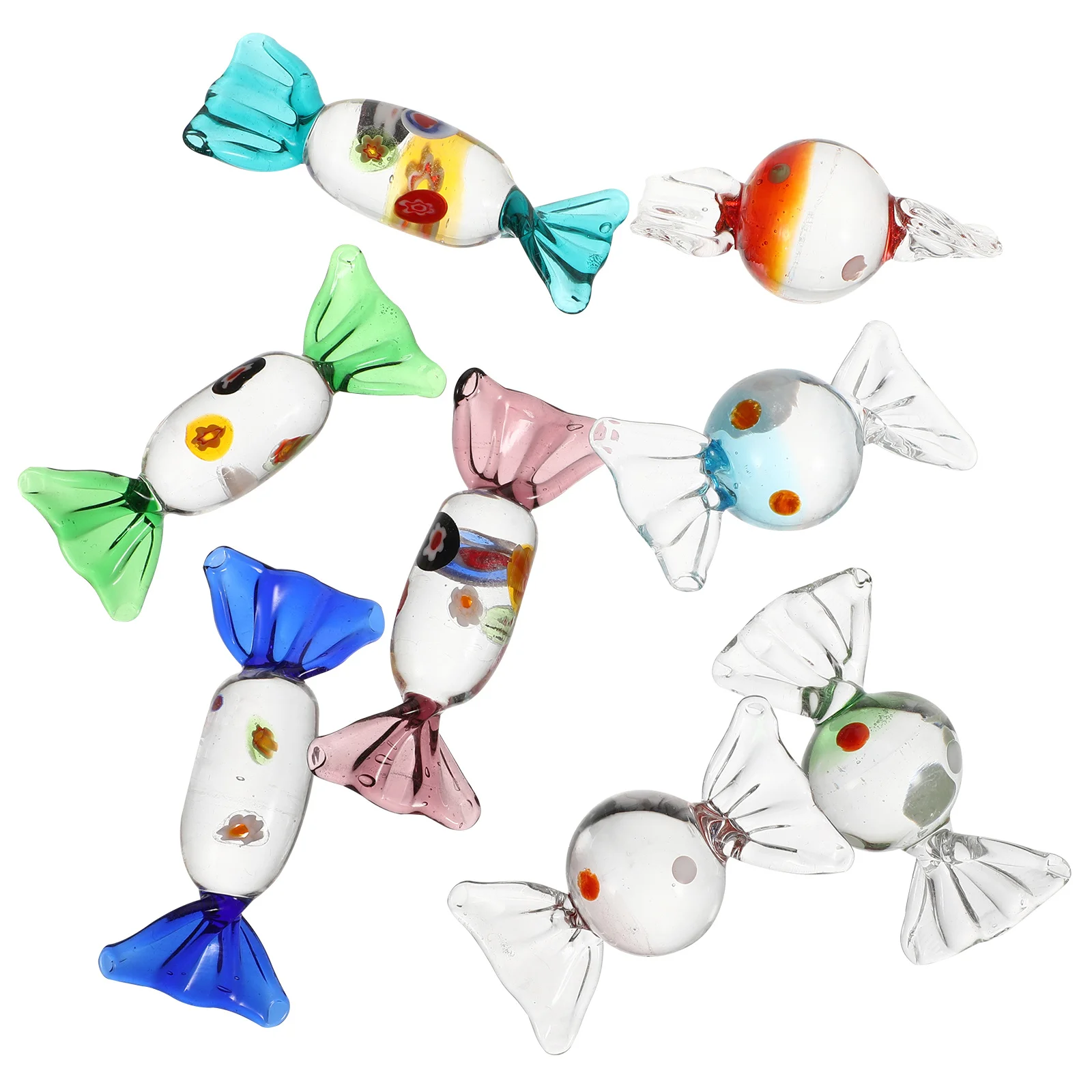 

8Pcs Glass Sweets Adornment Lifelike Candy Design Japanese Style Home Decoration Hotel Restaurant Decor Glass Candy Ornament