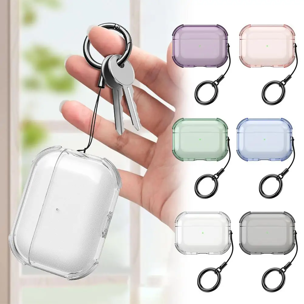For AirPods Pro Case Soft TPU Protective Cover With Keychain Shockproof For Airpods Pro3 Transparent Earphone Cover