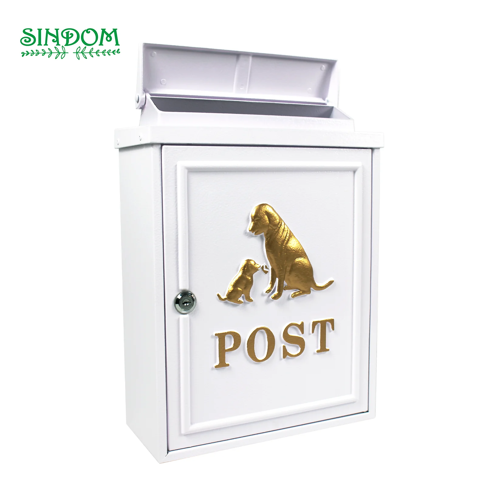 White Family Dog Post Box, Outdoor, Street, Modern Home Mailbox for Letters, New