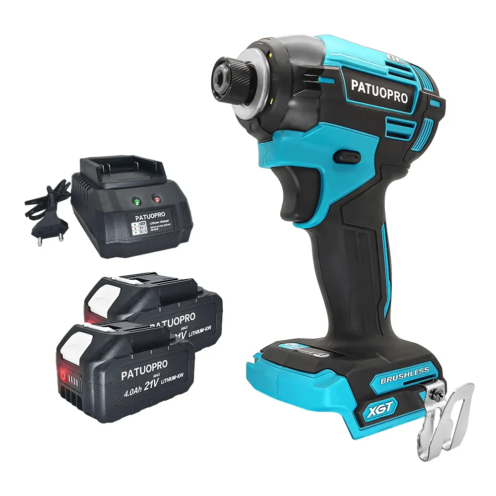 

PATUOPRO 1/4 Inch Hex Brushless Electric Screwdriver Cordless Impact Driver 4-Speed Handheld Power Tools For Makita 18V Battery