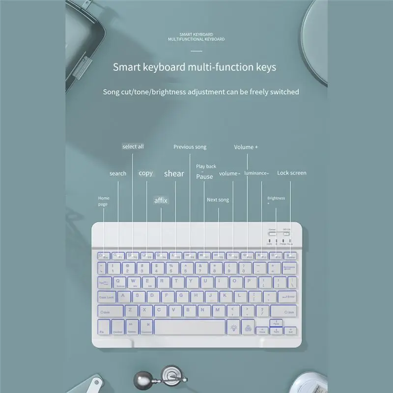 10Inch Backlit Keyboard Bluetooth Protable Mini Mute Keyboard For Cell Phones Tablets And Laptops Wireless Keyboard