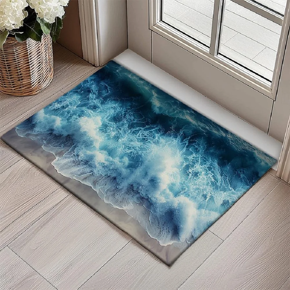 Beach View Floor Mat Summer Coconut Trees Ocean Non-Slip Area Rug Carpet for Living Room Bedrooom Indoor Entrance Doormat