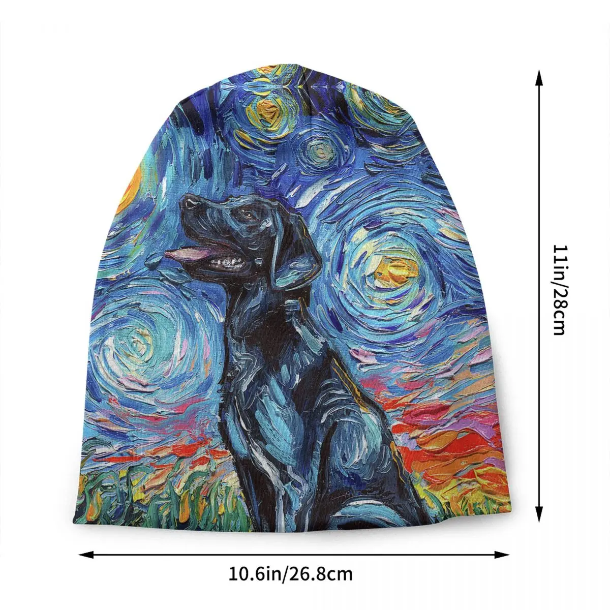 Starry Night Labrador Dog Skullies Beanies Caps Unisex Winter Warm Knit Hat Hip Hop Adult Pet Puppy Bonnet Hats Outdoor Ski Cap