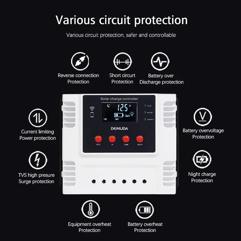 30A 40A 10A 60A PWM Solar Panel Charger Regulator 12V 24V 48V WIFI Solar Charge Controller with Apps