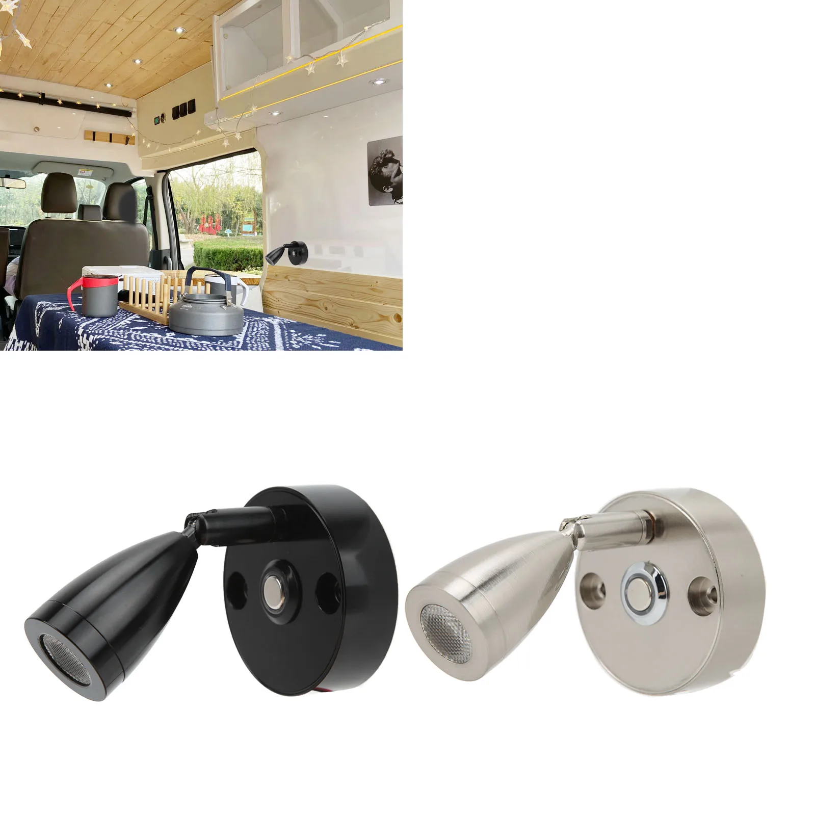 

Interior Reading Spotlight 12-24V 3W LED RV Reading Light with USB Charging Port for Book Map Lamps for Trailers Yachts