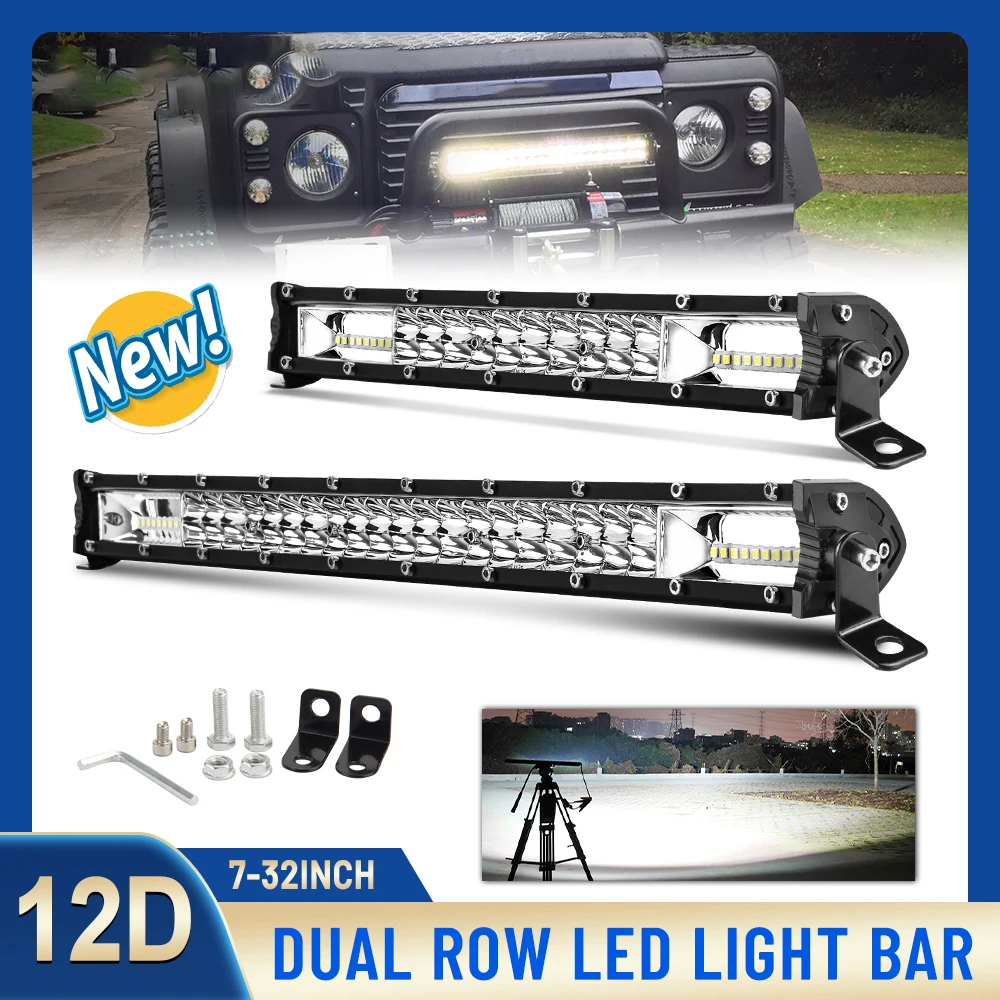 

2-Row 7/14/20inch Spot Flood LED Bar Off Road 12V 24V LED Light Bar/Work Light For Car 4x4 Truck ATV SUV Boat Barra LED Lightbar