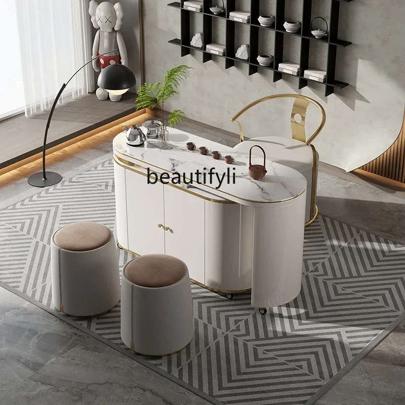 

Mobile Table-Chair Set Household Tea Tray Tea Set Modern Balcony Tea Cart Multi-Function A16