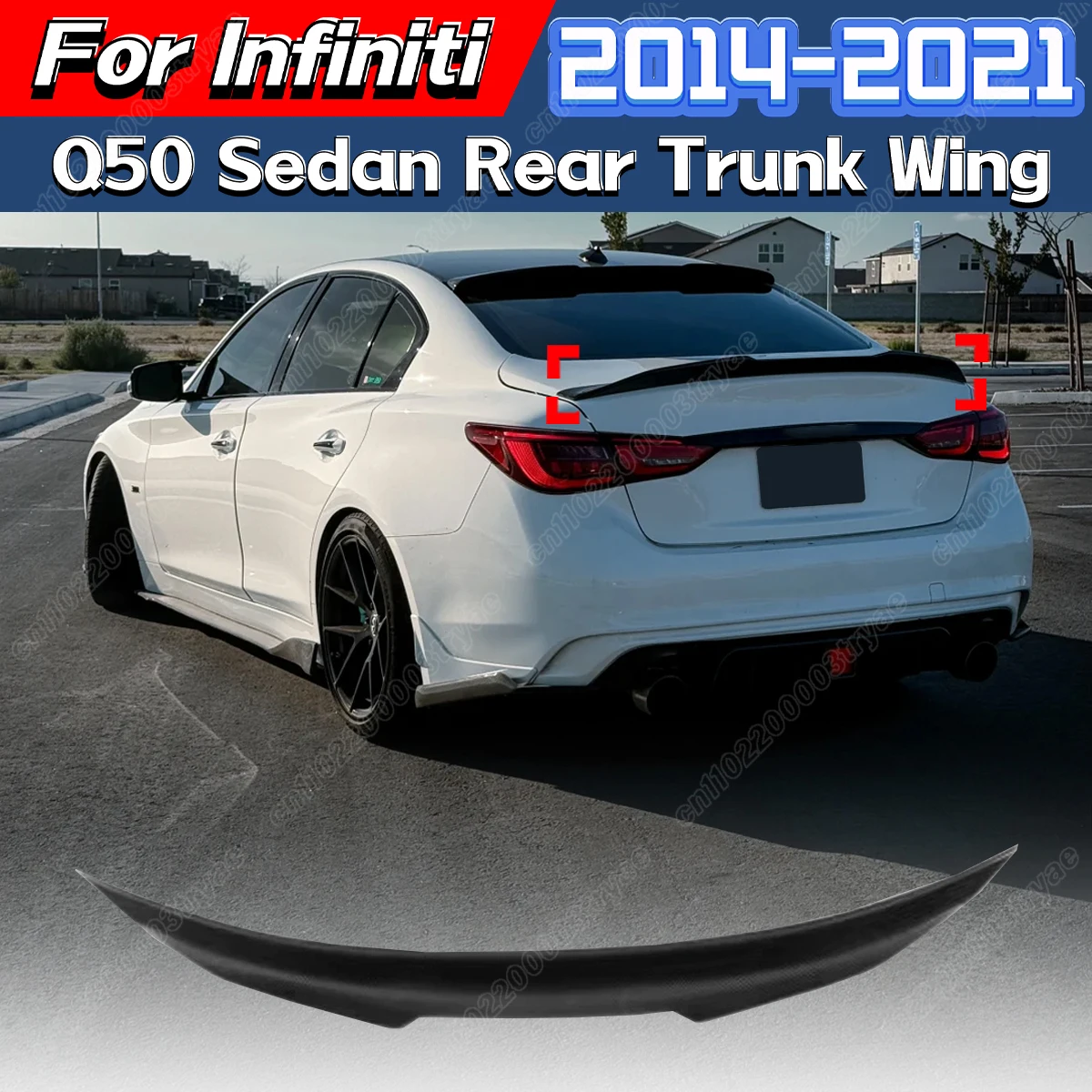 

For Infiniti Q50 2014 2015 2016 2017 2018 2019 2020 2021 Automobile Trunk PSM Spoiler Rear Torso Wing Body Modification Kit
