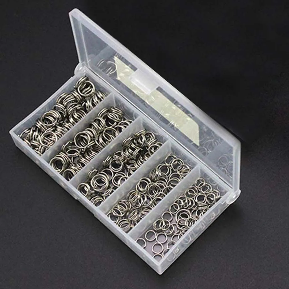 Fishing Stainless Steel Split Rings 5 Sizes High Strength Large tensile Force Fishing Loop Fishing Lure Connector 250/750PCS