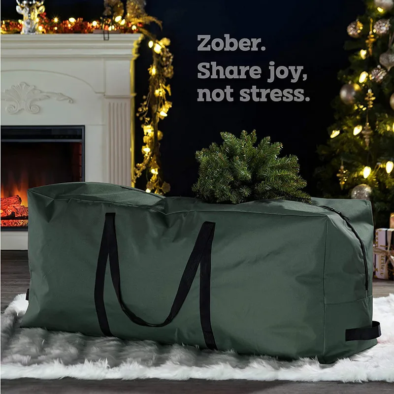 Storage Bag for Christmas trees Durable Tarp Material Zipper Sturdy Carry Handles for Seasonal Holiday Wreath Decorations