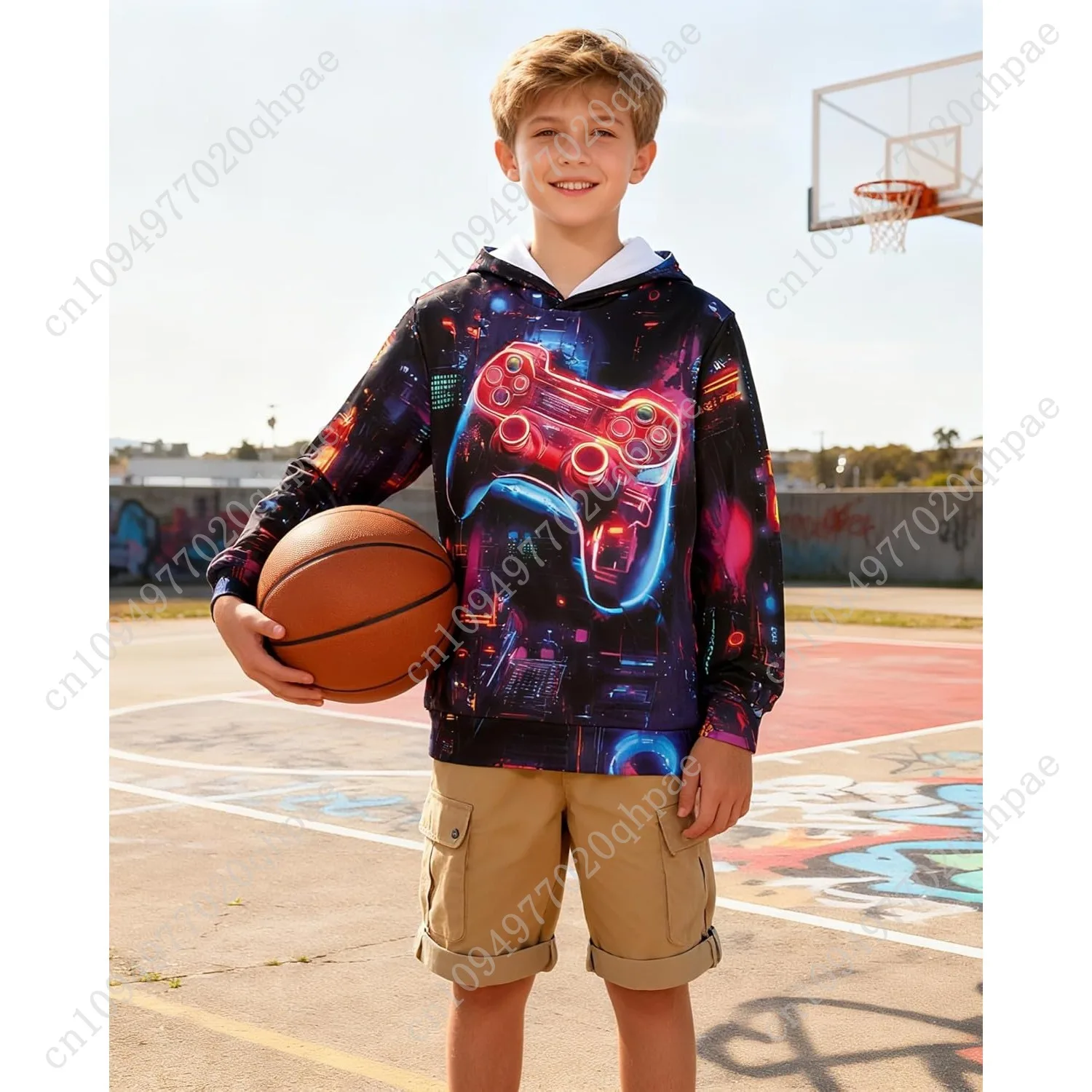 Idgreatim Jongens 3D Grafische Hoodies Kinderen Casual Sport Dunne Sweatshirt Maat 7-14T