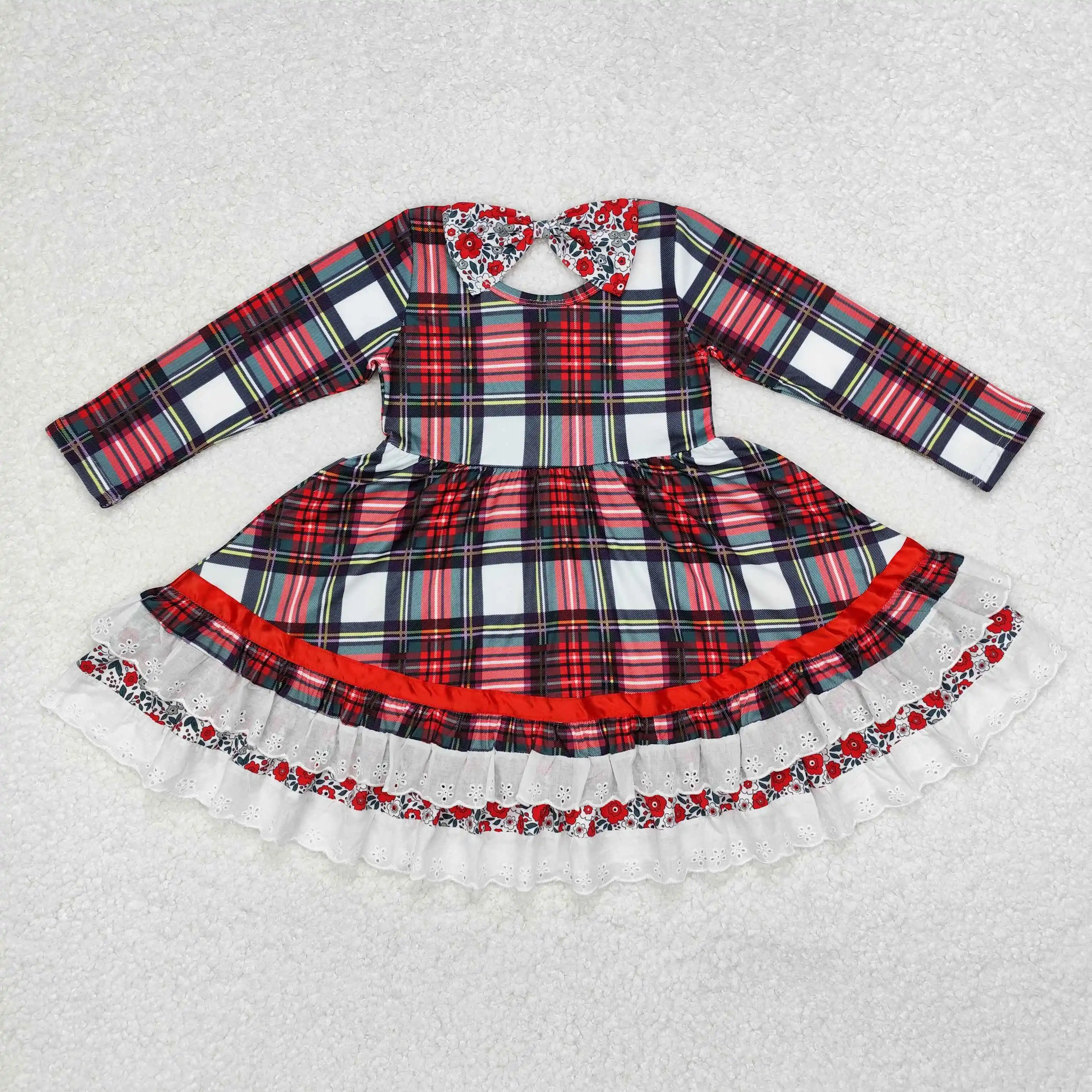 Kids Christmas Clothes Long Sleeve Baby Girl Dress  Children Fashion Boutique Clothing Twirl Dress