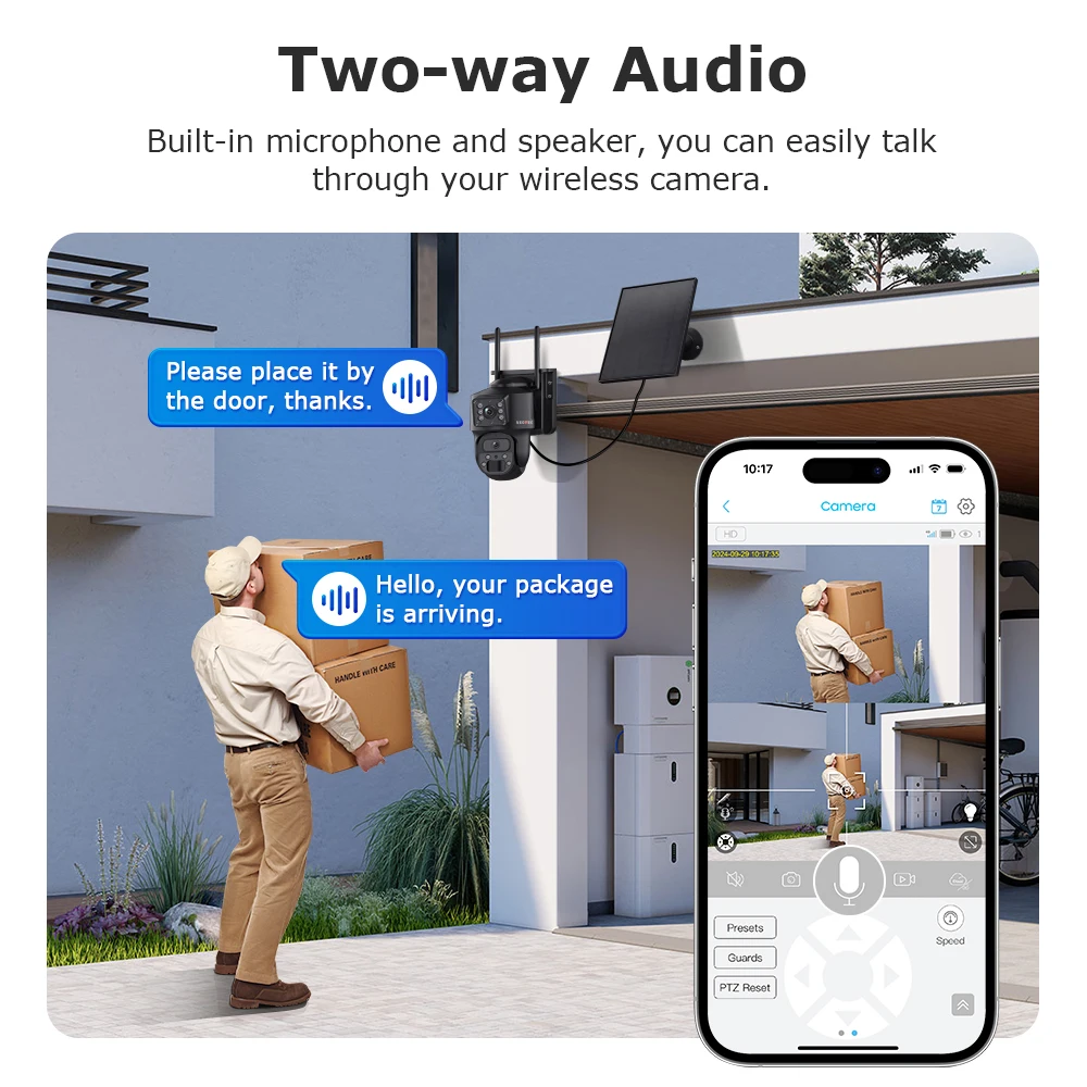 UBOX-cámara PIR PTZ HD de 6MP para exteriores, Kit de cámara CCTV de seguridad IP, panorámica, tamaño Mini, batería Solar, WIFI, Kits de cámara de red Solar