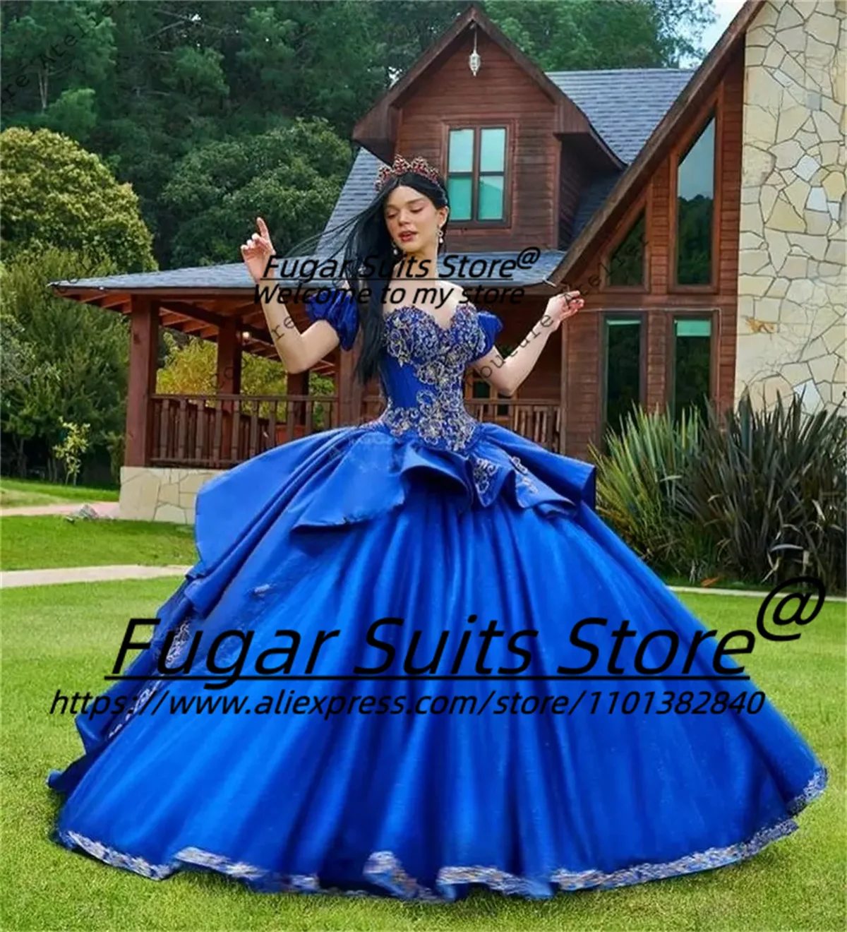 Elegant Blue Ball Quinceanera Gown Dresses Sexy Off The Shoulder Embroidery Formal Prom Gowns Lace Up Sweet 16vestidos de fiesta