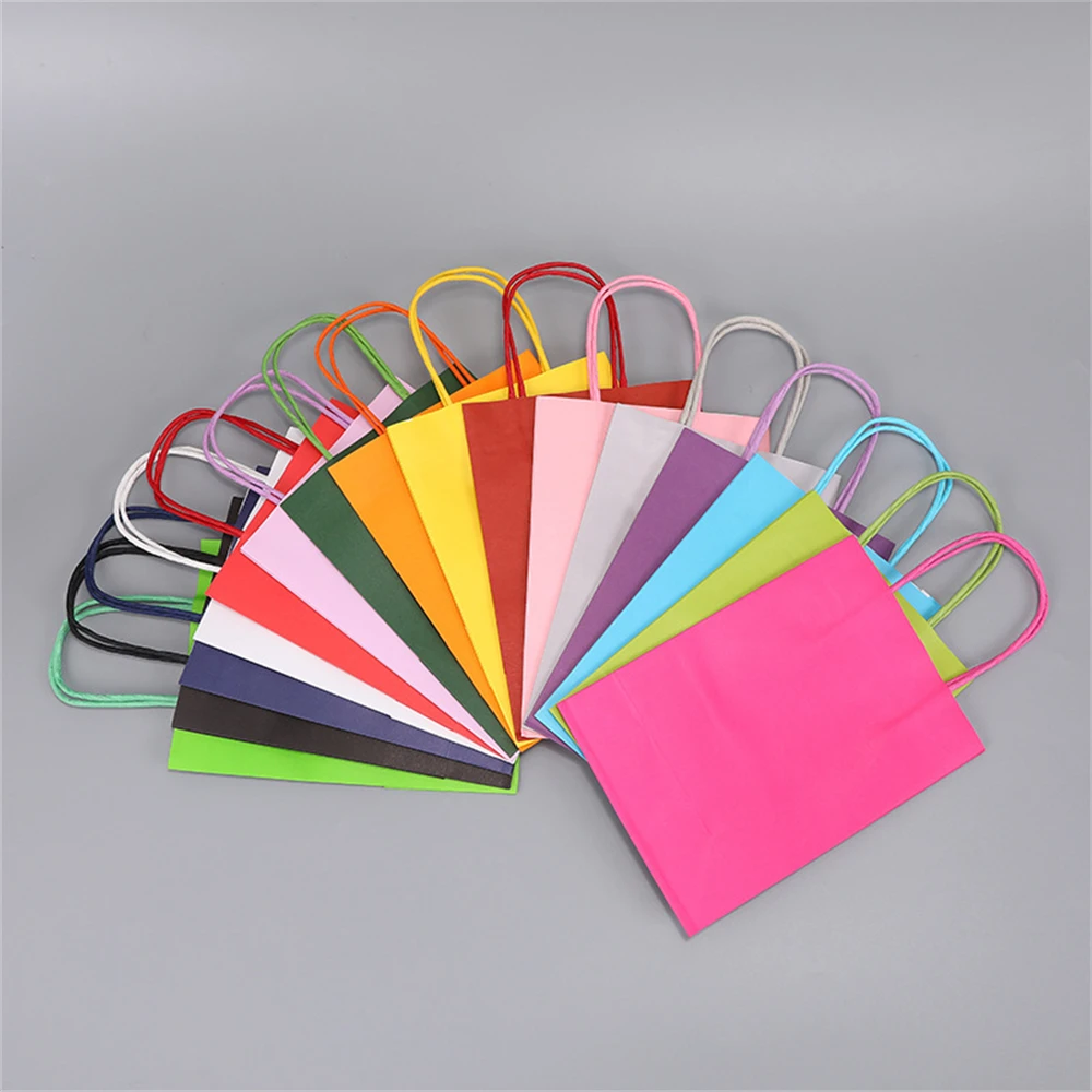Colorful Kraft Paper Bag Simple Takeaway Packaging Handbag Candy Color Colorful Square Gift Bag Paper 15x8x21cm Bag