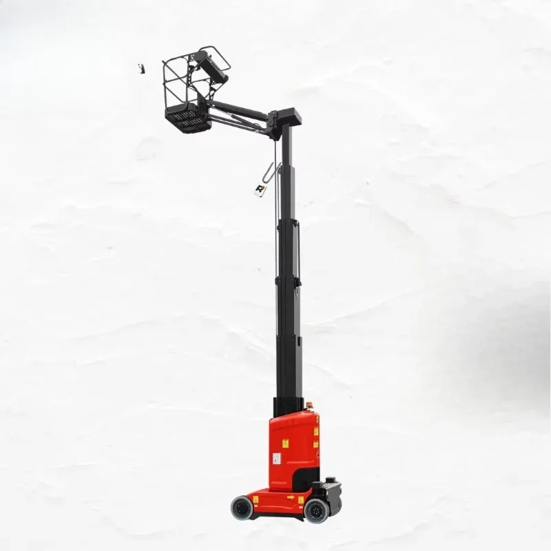 good  12M electric vertical mast lift with 3m articulated arm for wall-side work