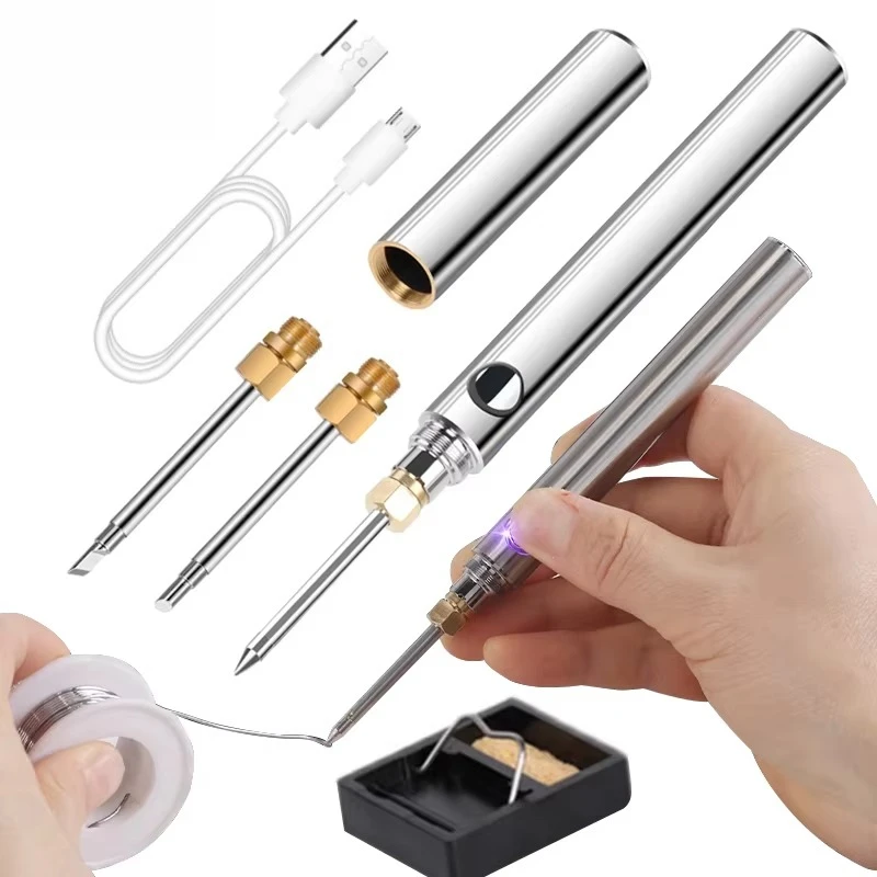 15W USB Wireless Charging Electric Soldering Iron Solder Iron Fast Charging Lithium Battery Portable Repair Welding Tools