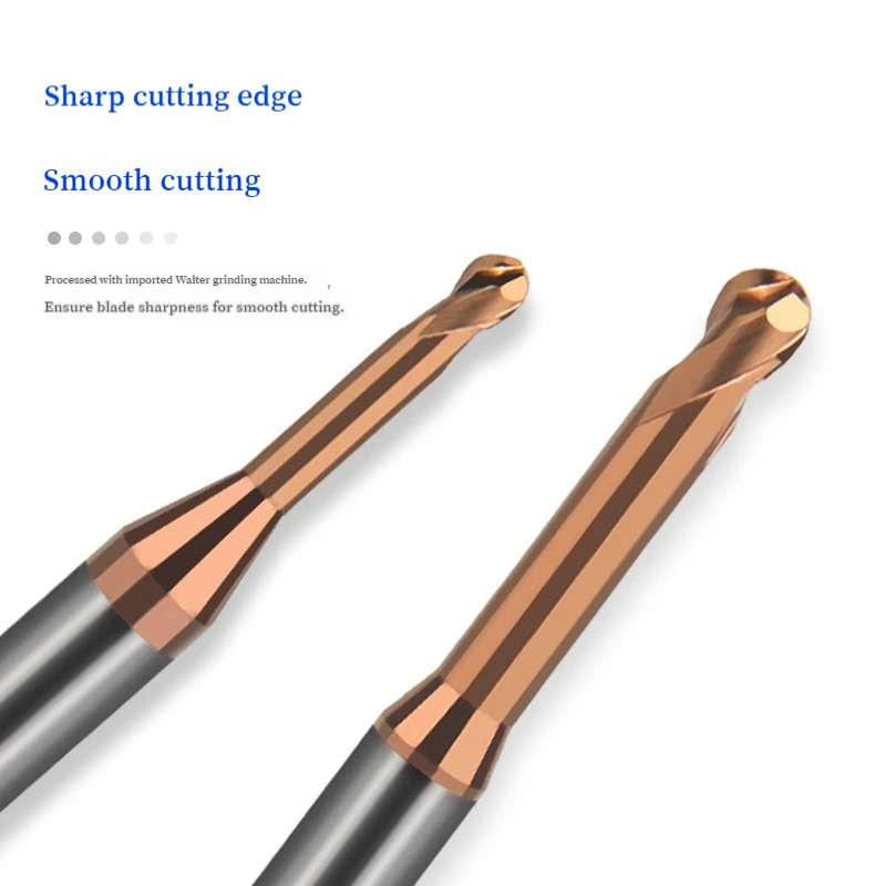 

HRC60 Deep Groove Ball Nose End Mill R0.5 R0.75 R1.5mm 2 Flutes Tungsten Steel Long Neck CNC Cutter For Metal