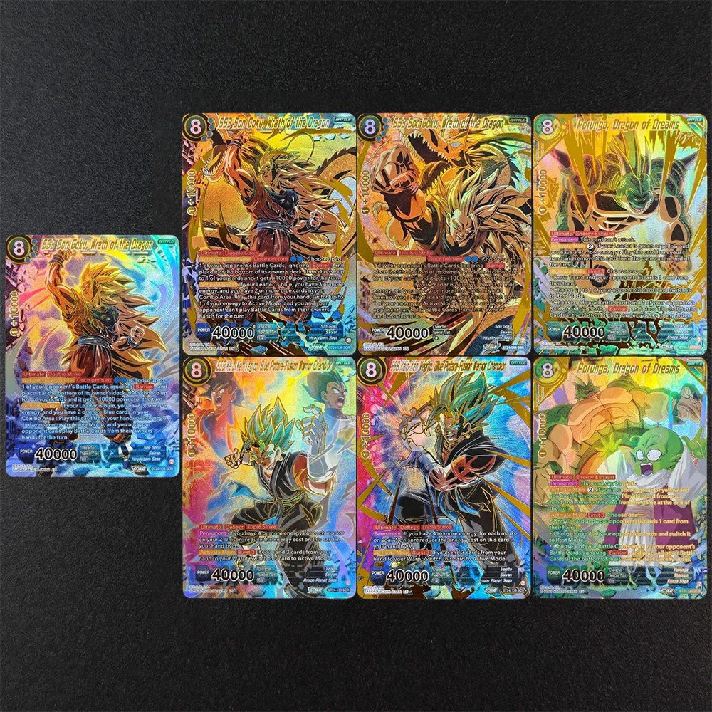 Cartão Colecionável DIY Proxy Dragon Ball Super Fusion World BT24 SS3 Son Goku Wrath of the Dragon SSB Kaio-Ken Vegito Porunga