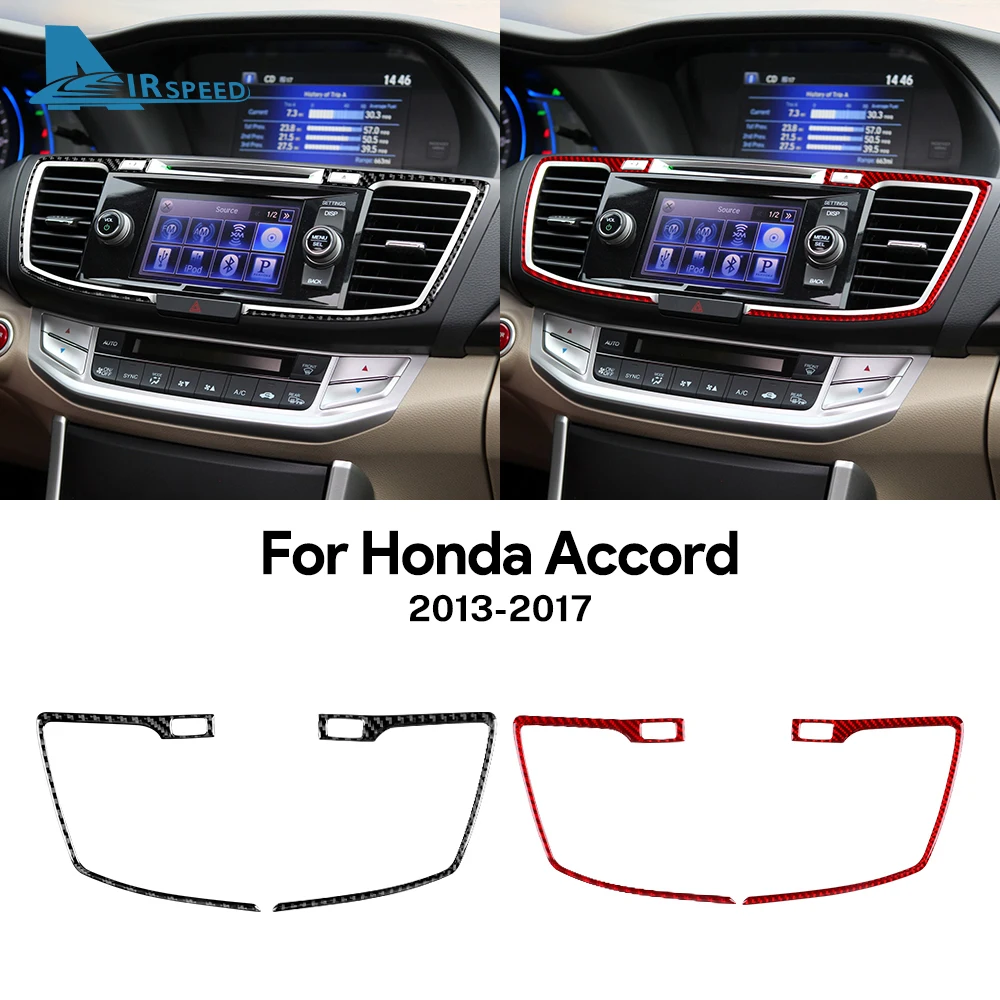 Real Soft Carbon Fiber For Honda Accord 2013 2014 2015 2016 2017 LHD Car Central Air Vent Outlet Frame Interior Trim Accessories