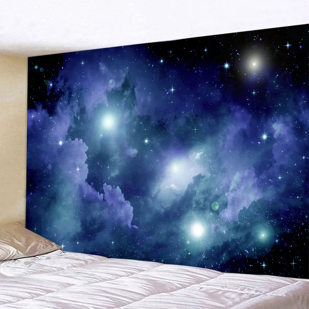 Psychedelic Galaxy Starry Sky Tapestry Moon Universe Space Nebula Wall Hanging  Cloth for Home Bedroom Dormitory Decoration