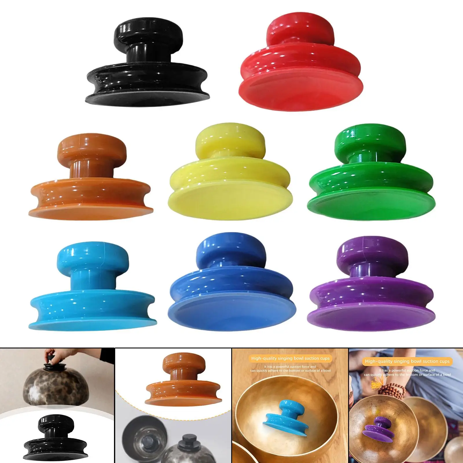 حامل شفط رافع وعاء الموسيقى بوذا، مقبض سيليكون خفيف الوزن لآلة وعاء الصوت الكريستالي وممارسة التأمل #3