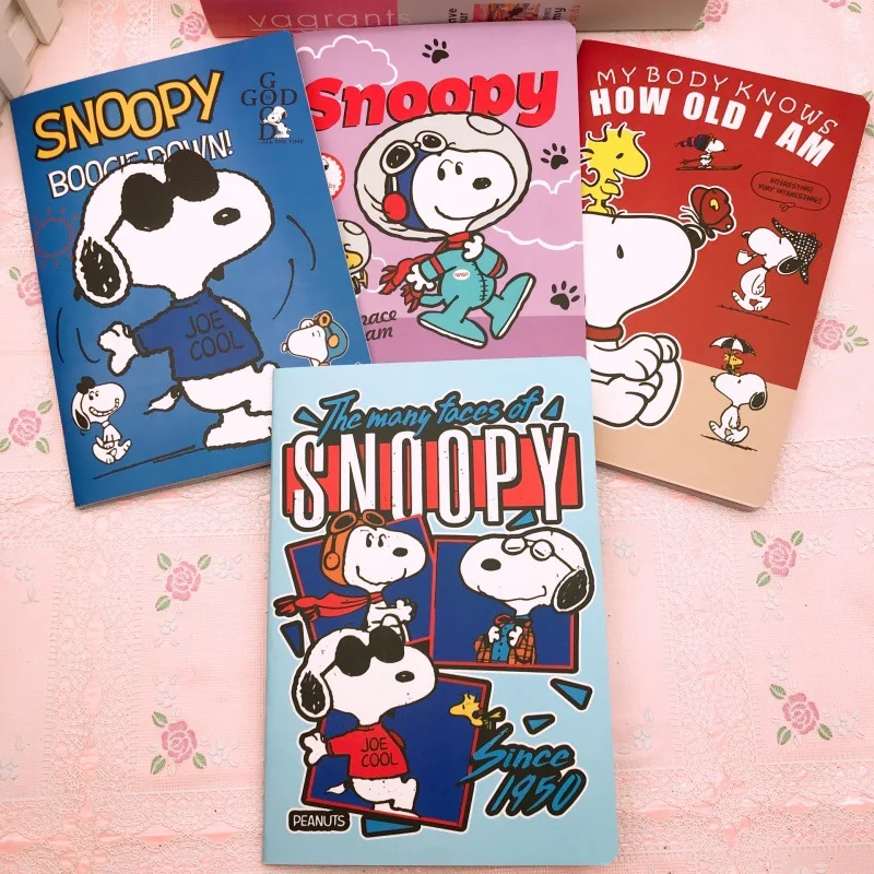 New Snoopy A5 Notebook, Cartoon 32K Single-Row Color Page Ruled Paper, Student Planner and Note-taking Stationery
