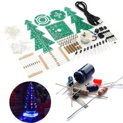 DIY 3D Christmas Tree Soldering Practice Electronic Science Assemble Kit 3 Color/7 Color 37LED Flashing Light Christmas Tree PCB