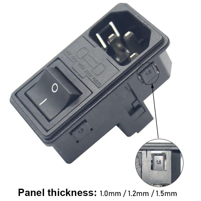 10A 250V AC power socket plug power socket with rocker switch and duafuse holder socket IEC 320 C14 inlet connector - view 4