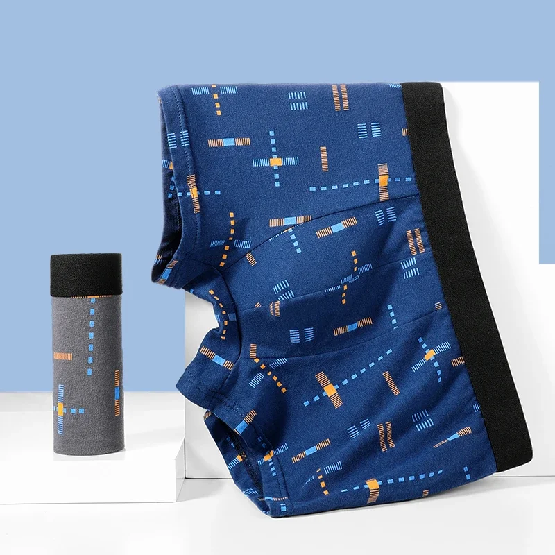 男性下着、男性純綿抗菌フラットレッグパンツ、通気性のあるプリント夏薄いショートパンツ、四隅ワ