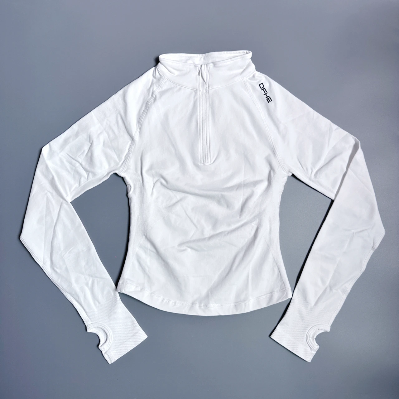 DF Impact Women's Elastic Half Zipper Sports Top Thumbhole Design Quick Drying Long Sleeve Shirt, Suitable for Fitness, Slow Run image 6
