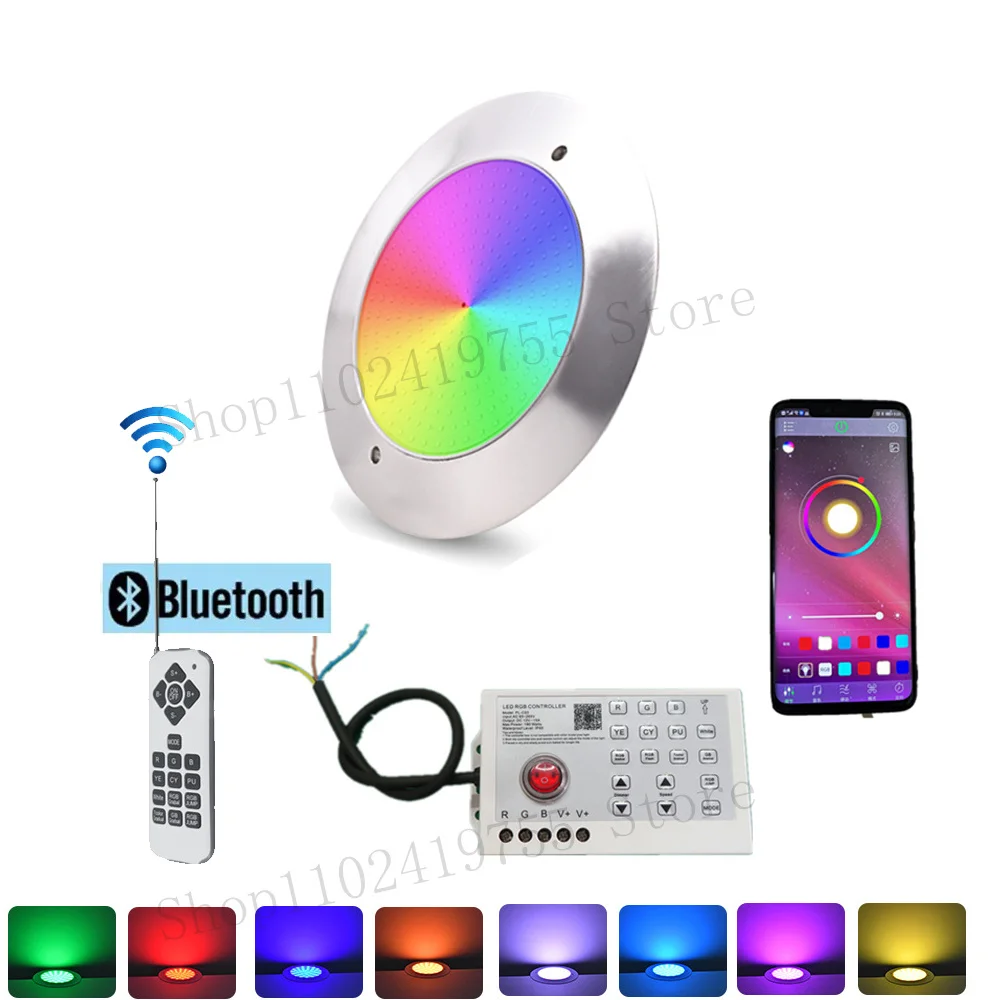 18W RGB LED Pool Light Bluetooth APP Control,DC12V IP68 Waterproof Underwater Fountain Landscape Lighting,Piscina Luz Spotlight