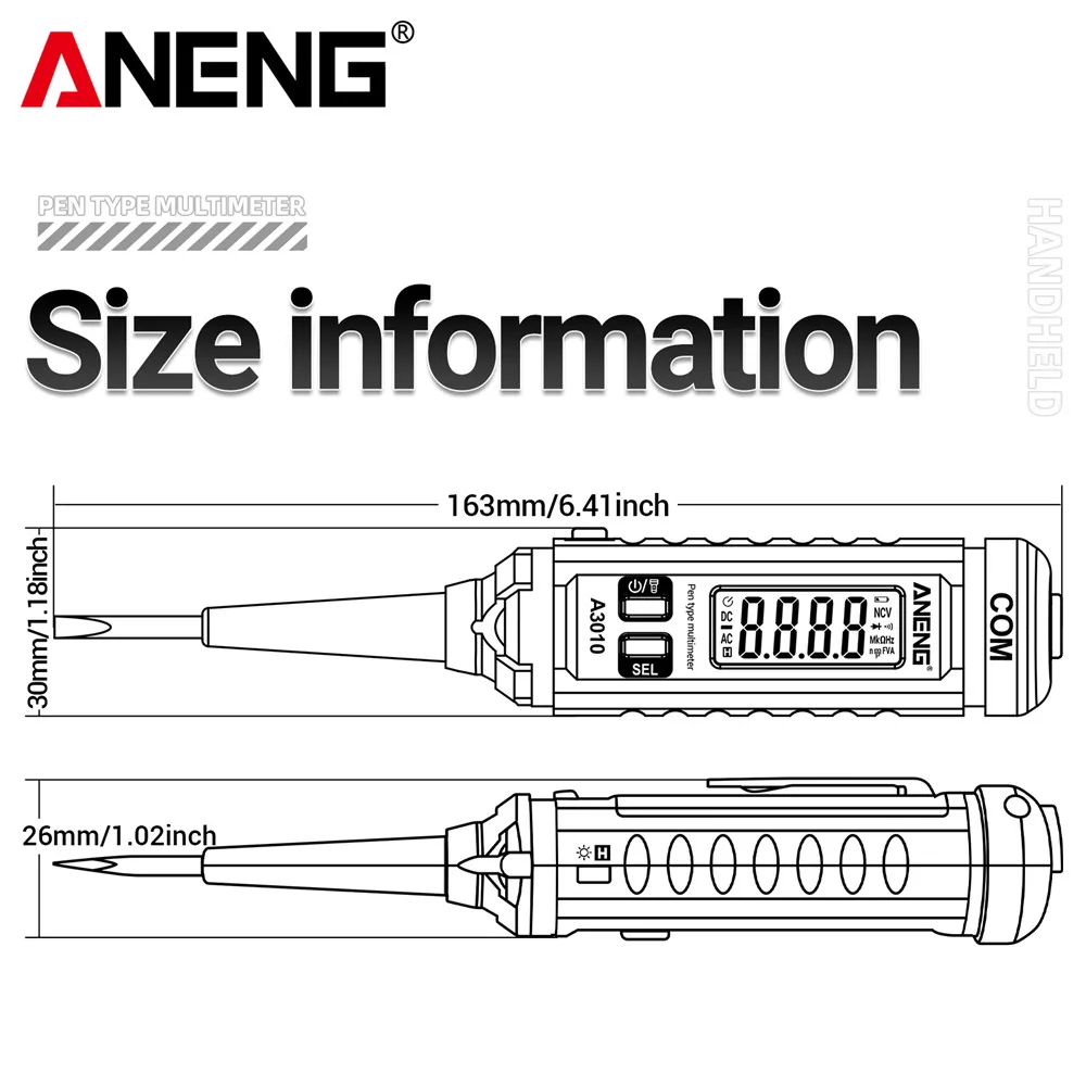 ANENG A3010 4000 Counts Smart dual use NCV voltage Sensing Pen type backlight multimeter Digital automatic ranking tools