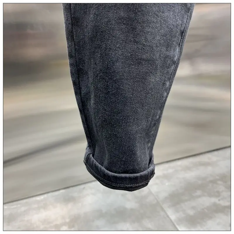 New Arrival Spring Autumn Casual Denim Slim Fit Jeans for Men with Knee Zipper Eye Designer and Vintage Black Jeans Men\'s Luxury