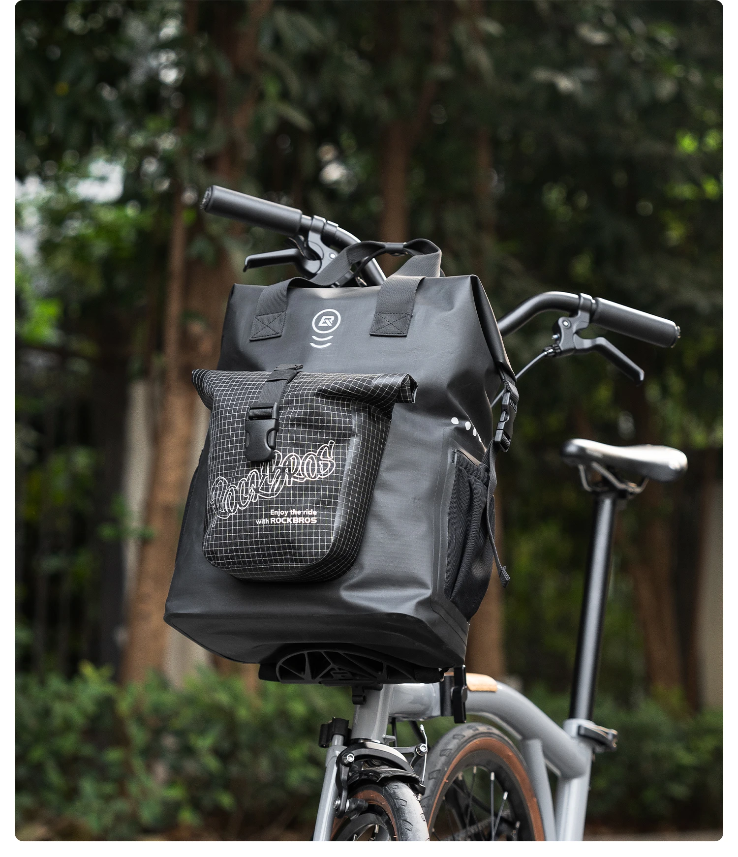 ROCKBROS Bike Front Bag 18L Capacity Quick Install Folding Bike Handlebar Bag with Shoulder Strap Multifunctional Cycling Bag