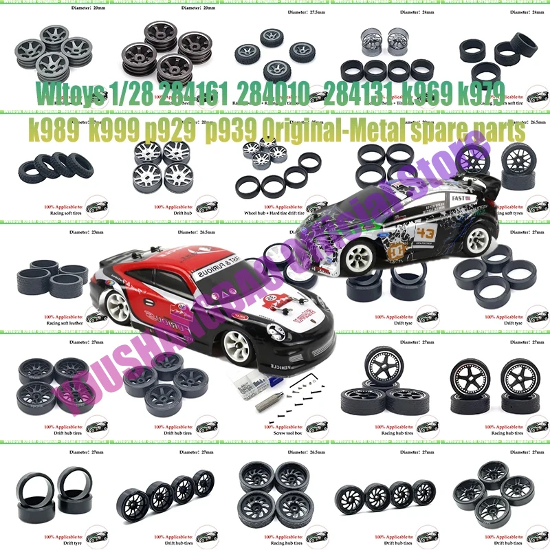 4CPS Upgrade Large Tires for HGD1 MINI-Q MINI-D MINI-Z DRZ 1/28 Wltoys 284131 K969 K979 K989 P929 RC Car Upgrade Wheels