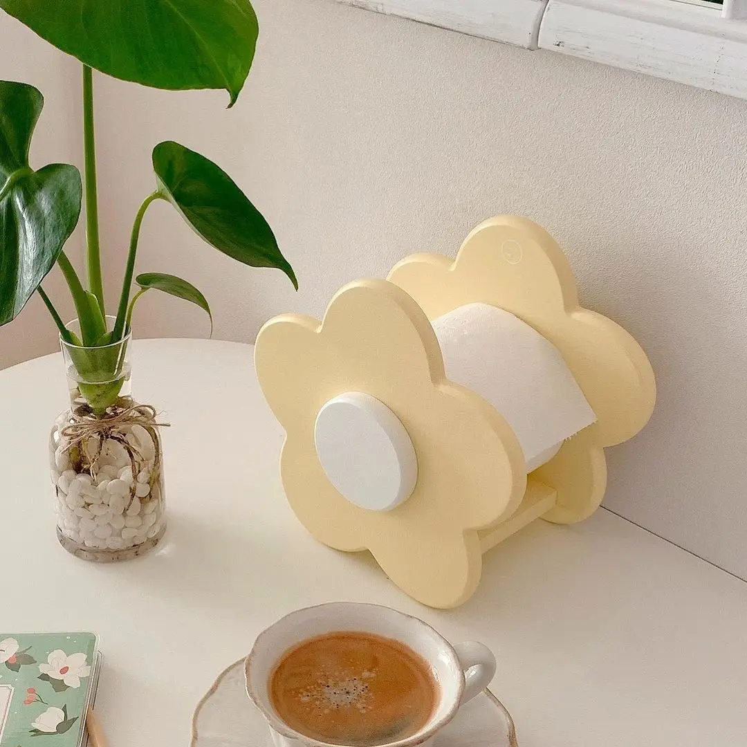 

Korea petal tissue holder solid wood decoration roll paper holder decoration creative home