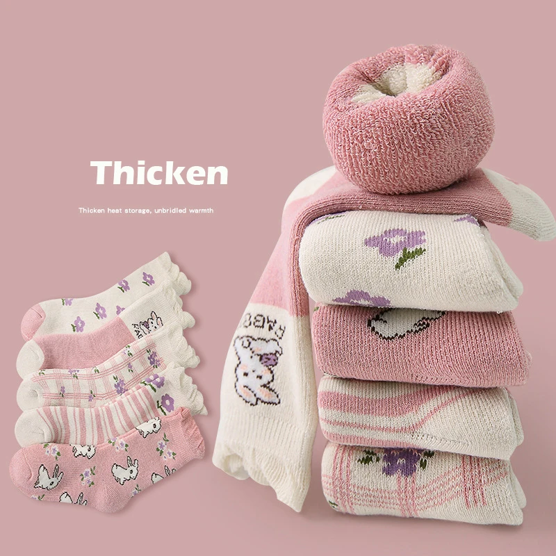 5 Paar Wintersocken, Thermo-Socken für Kinder, Jungen, Mädchen, Cartoon-Bär, warme Baumwollsocken, Plüschsocken für Kleinkinder – Detail 9