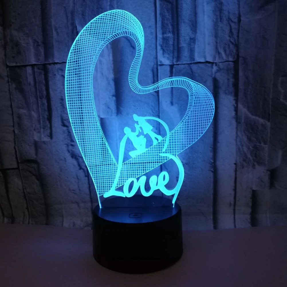 

3D LED Night Light Touch Color Change Decor Lighting Heart Shape Gift Lamp for Kids Adults Home Office